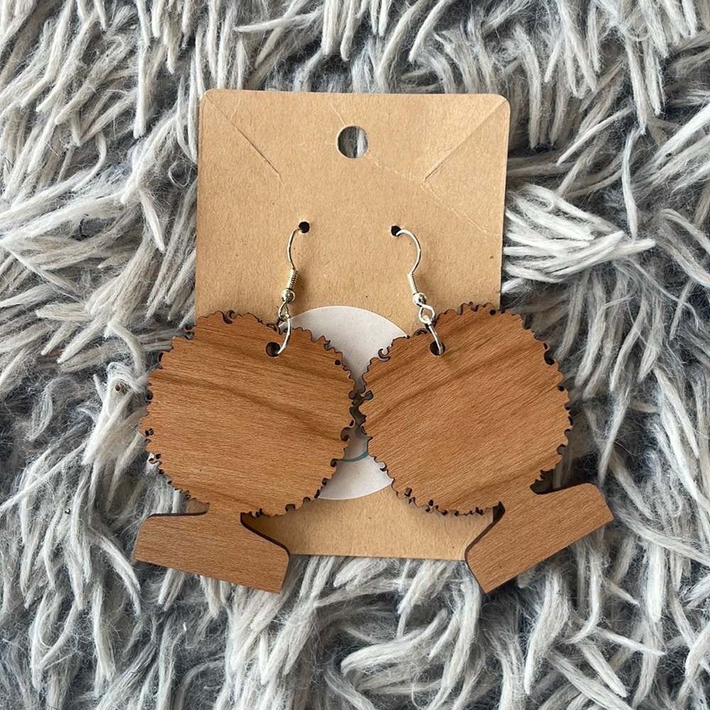 Hand crafted wood Afro-Latina earrings